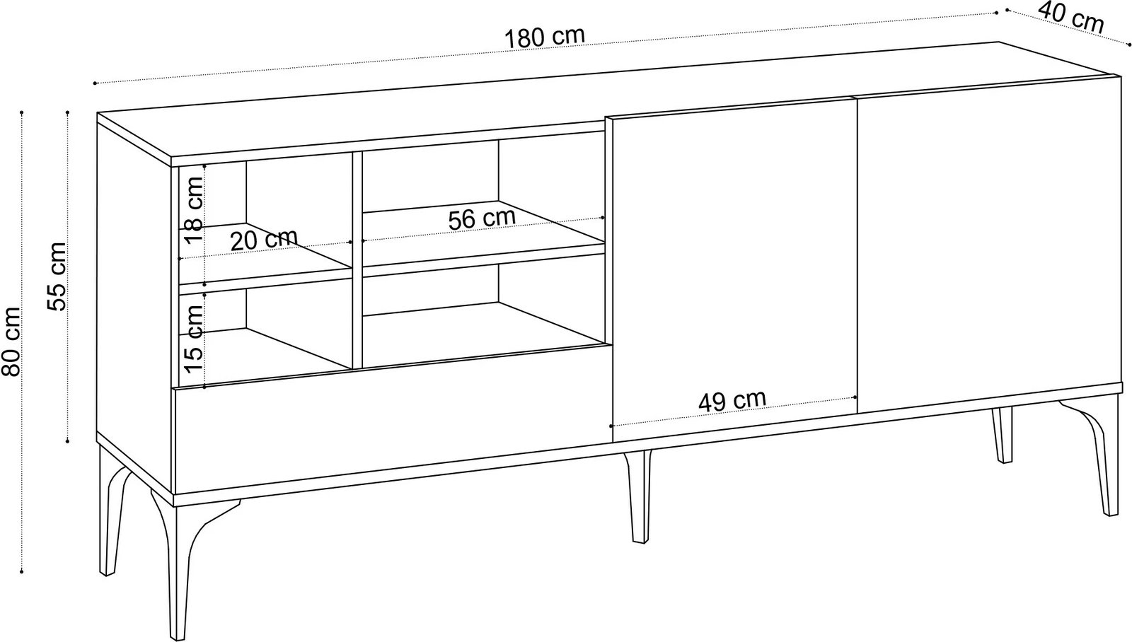 Komodë TV Hanah Home, Orela, ngjyrë lisi