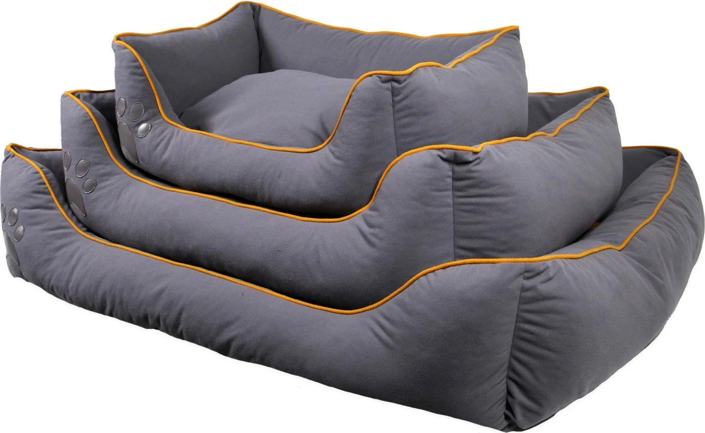 Shtrat për qen e mace Lucy, Paws & Whiskers, i vogël, gri/mustard