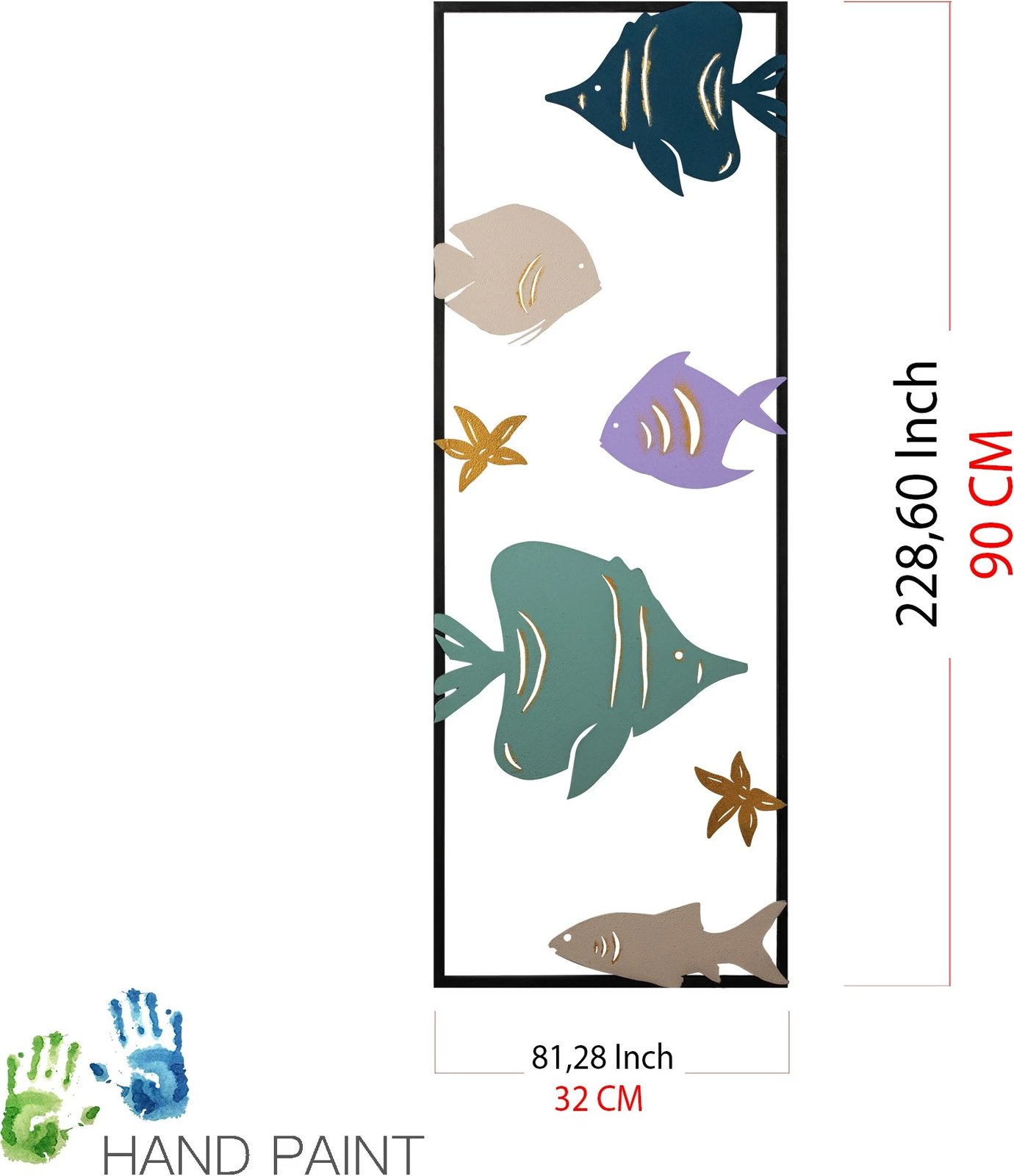 Aksesor dekorativ metalik për mur, Wallity, akuarium, shumëngjyrësh