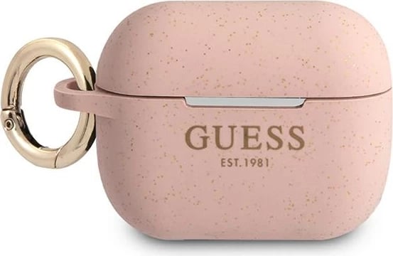 Mbështjellës Guess GUAPSGGEP për AirPods Pro, silikon, rozë me shkëlqim