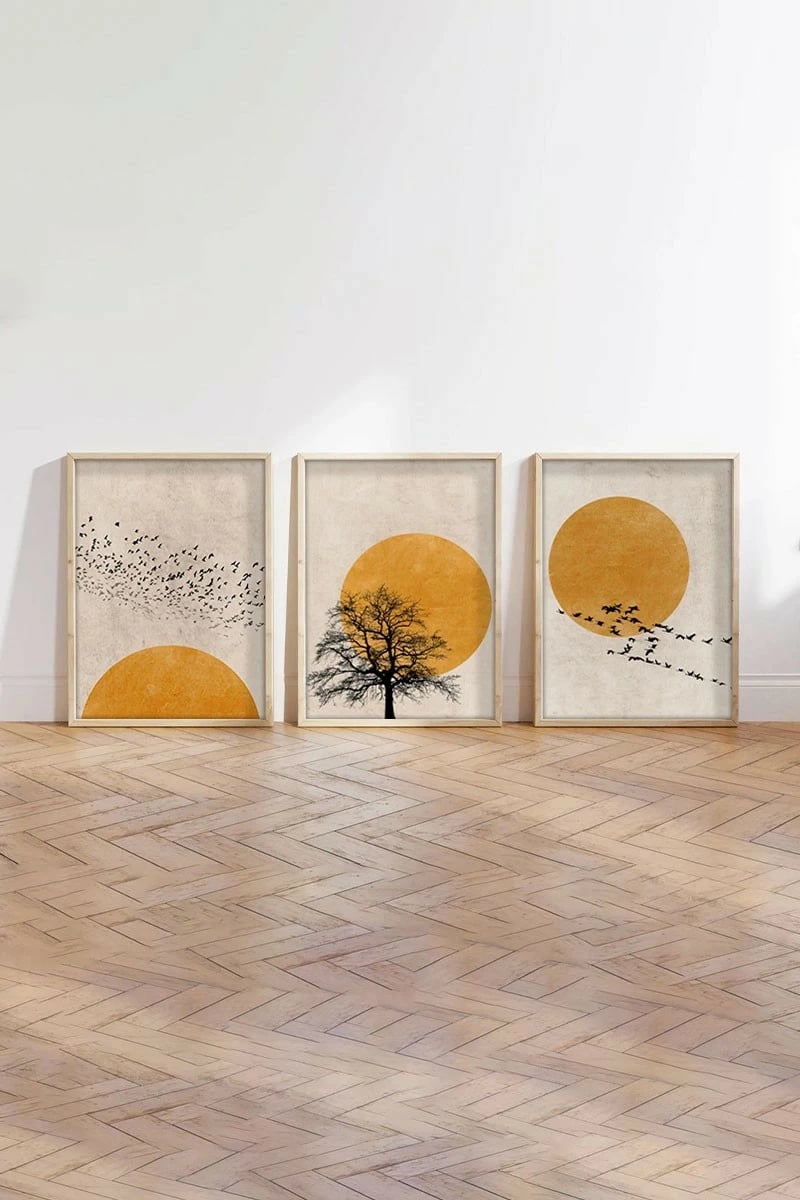 Pikturë dekorative me kornizë MDF (3 copë), Wallity, Huhu147, 50x70 cm