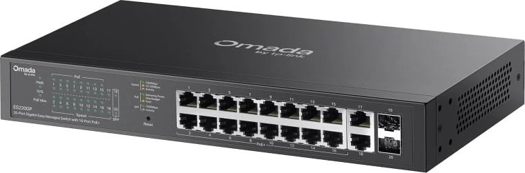 Switch TP-LINK Omada ES220GP 20-port Gigabit me 16 PoE+ 150W, i zi