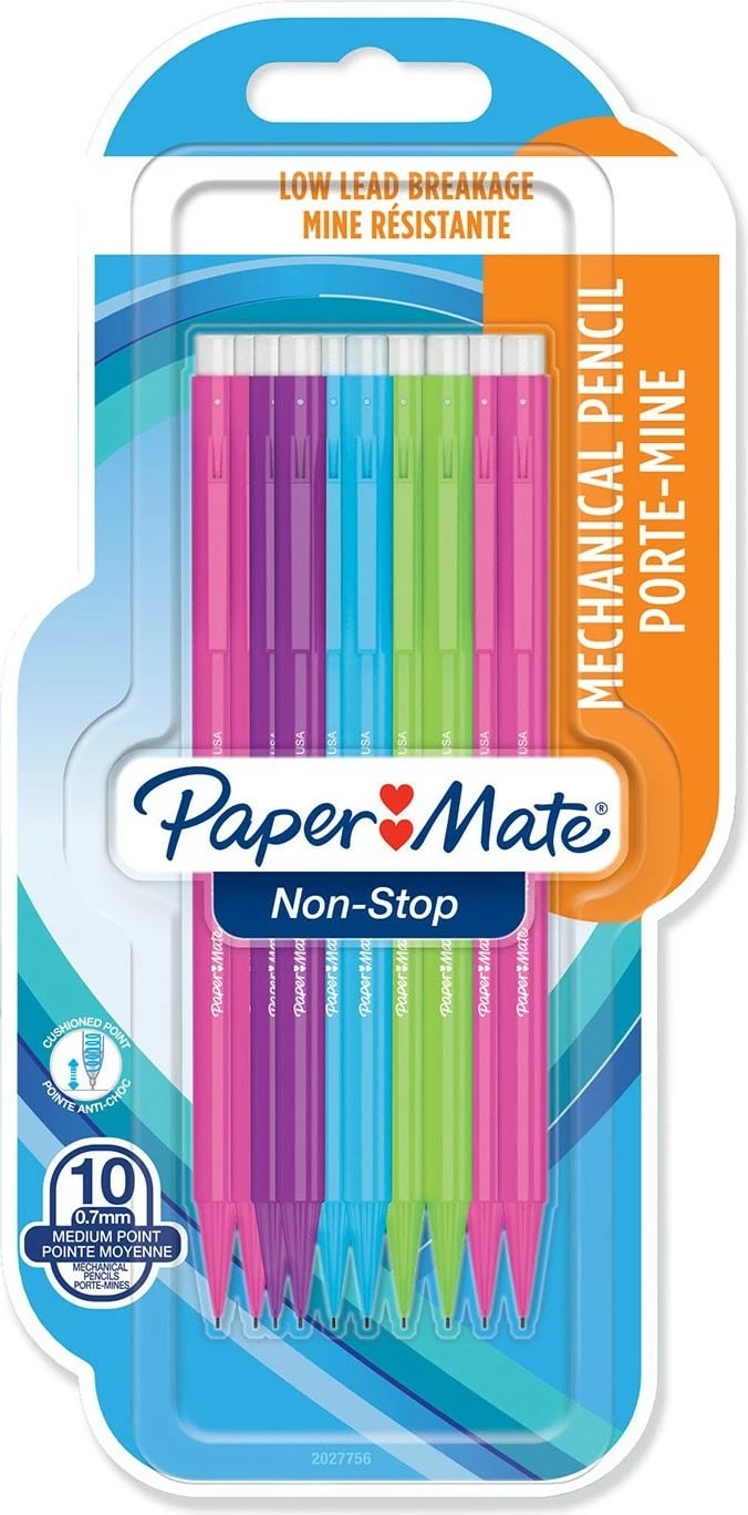 Laps mekanik PaperMate Non-Stop 0.7mm, 12 copë, ngjyra të përziera