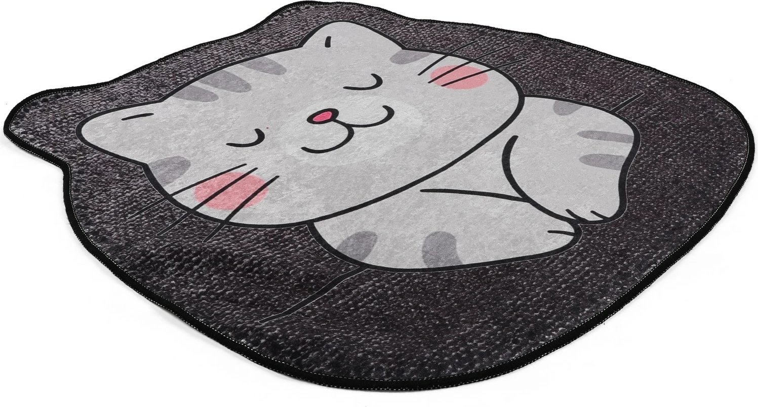 Tapet për banjo, model mace Neko, ngjyrë gri, 100x100cm