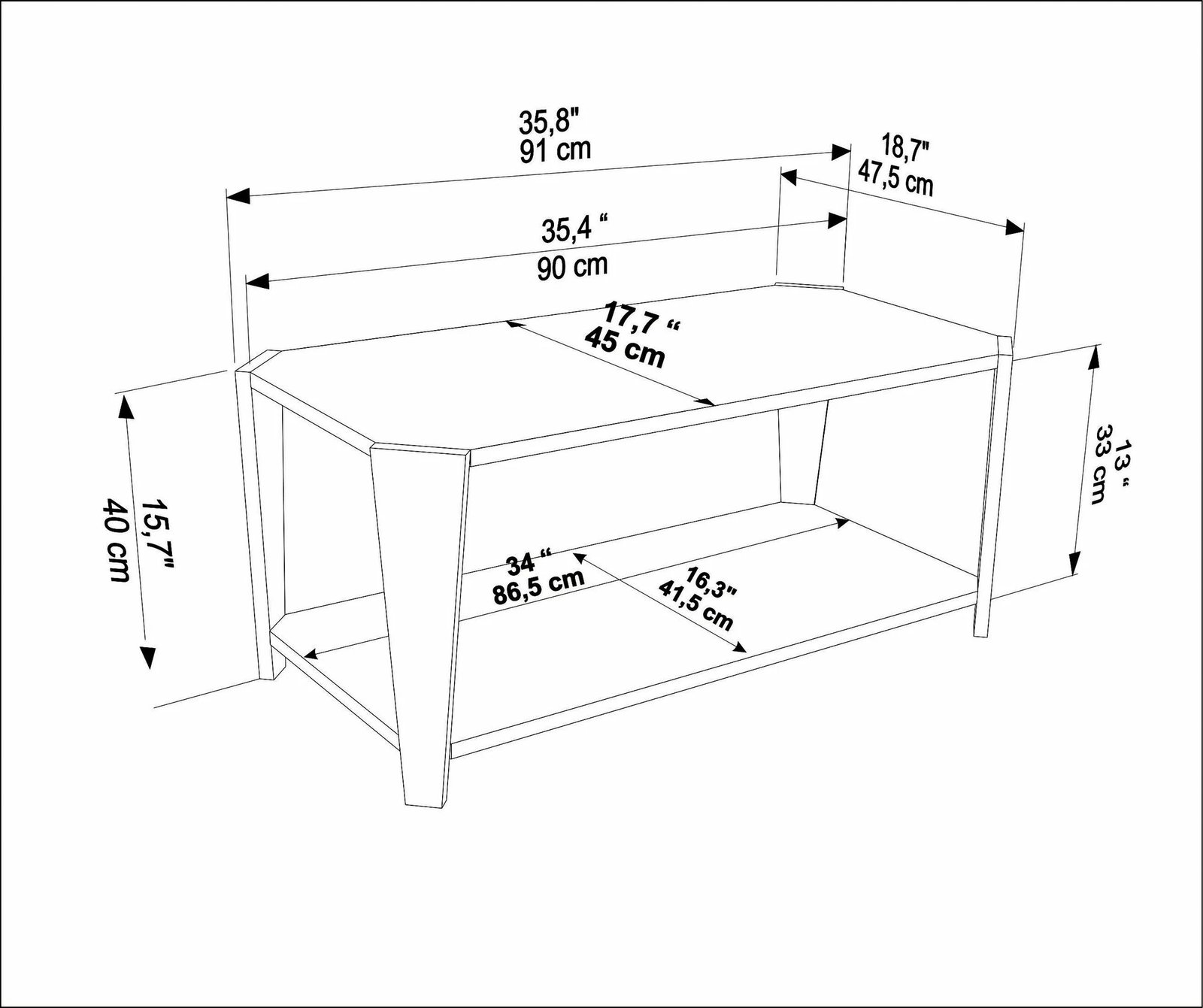 Tavolinë kafeje Skye Decor, Monao, ngjyrë arre dhe travertin