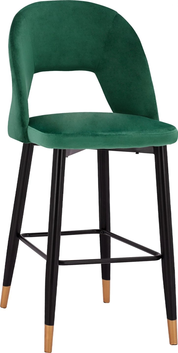 Karrige për bar Harper FH8526.03, kadife, ngjyrë cypress, me kornizë metalike, 50x51x111cm, set prej 2 copë