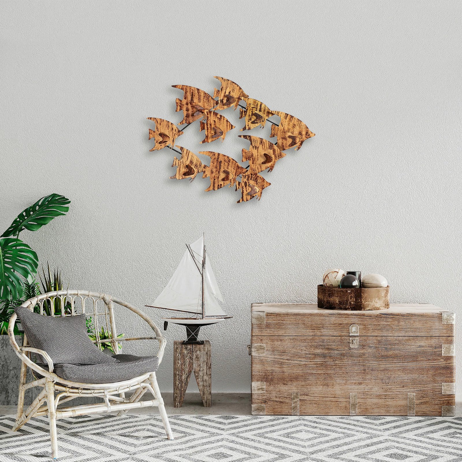 Aksesor dekorativ metalik për mur, Wallity, Melek v2