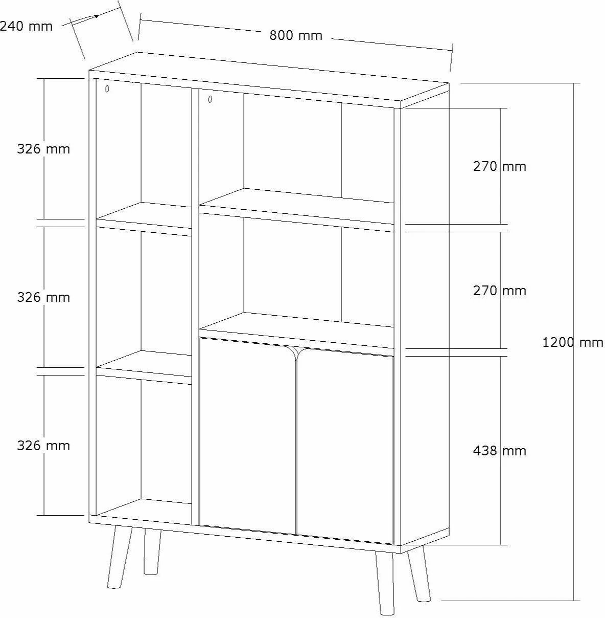 Raft librash Skye Decor, ngjyrë e bardhë, këmbë druri ahu
