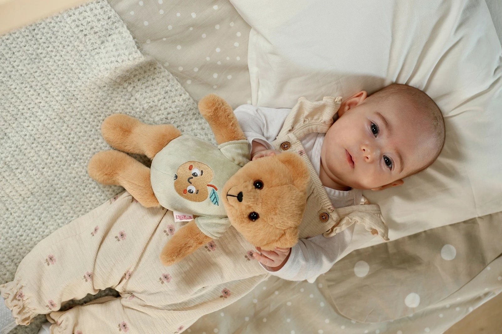 Ari pelushi, Baby Born, Teddy 839225-116725, 26 cm, i butë për foshnje 0+, i larshëm 30°C, bezhë