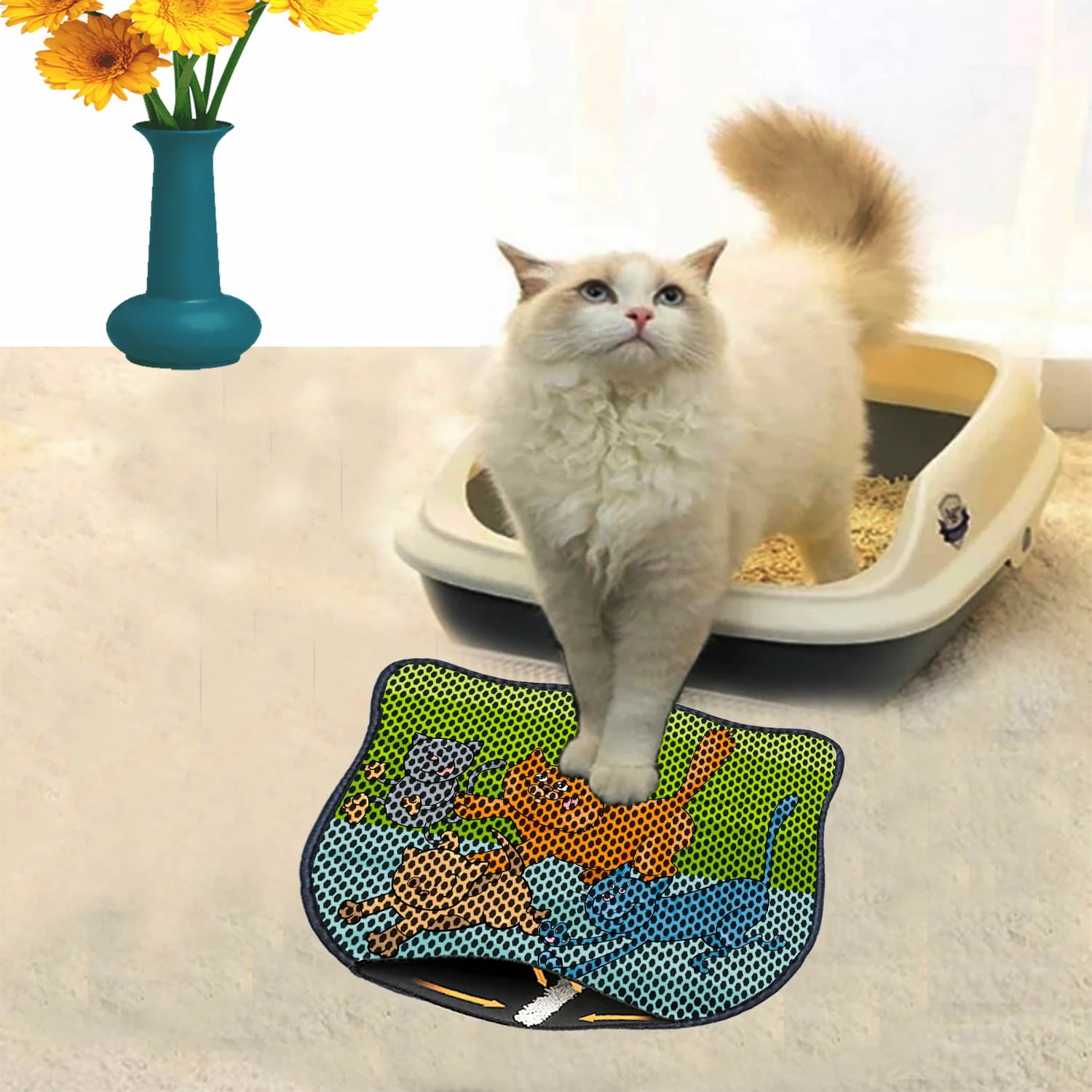 Tapet për rërë mace, shumëngjyrësh, Paws & Whiskers, Kdkafa0232, 40x50cm