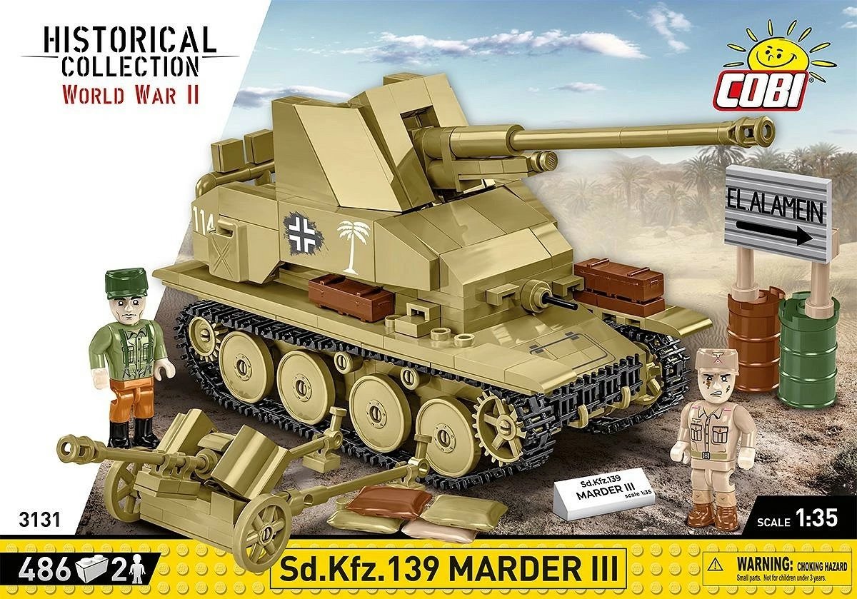 Set ndërtimi Cobi Klocki Sd.Kfz.139 Marder III, 486 pjesë, me 2 figurina, Bezh