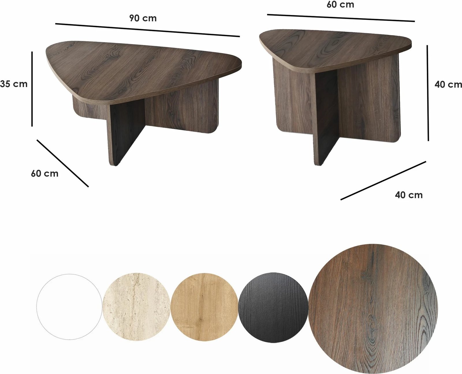 Set tavolinash kafeje Hanah Home, Ballare, ngjyrë arre