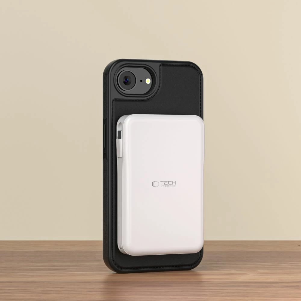 Mbështjellës Tech-Protect Wallet MagSafe për iPhone 16e, i zi, me vend për kartela