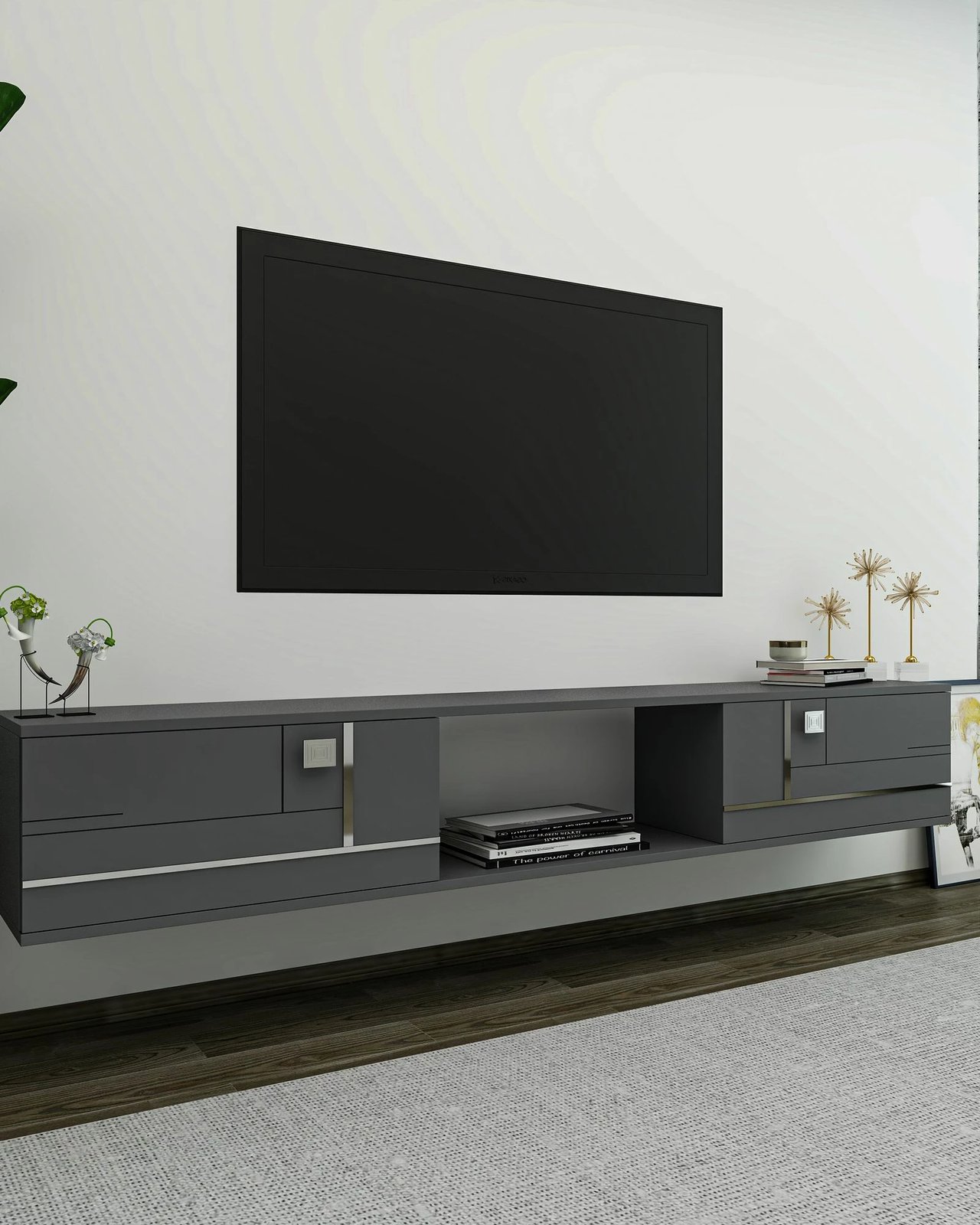 Komodë TV Skye Decor, anthracite, silver, Aredam