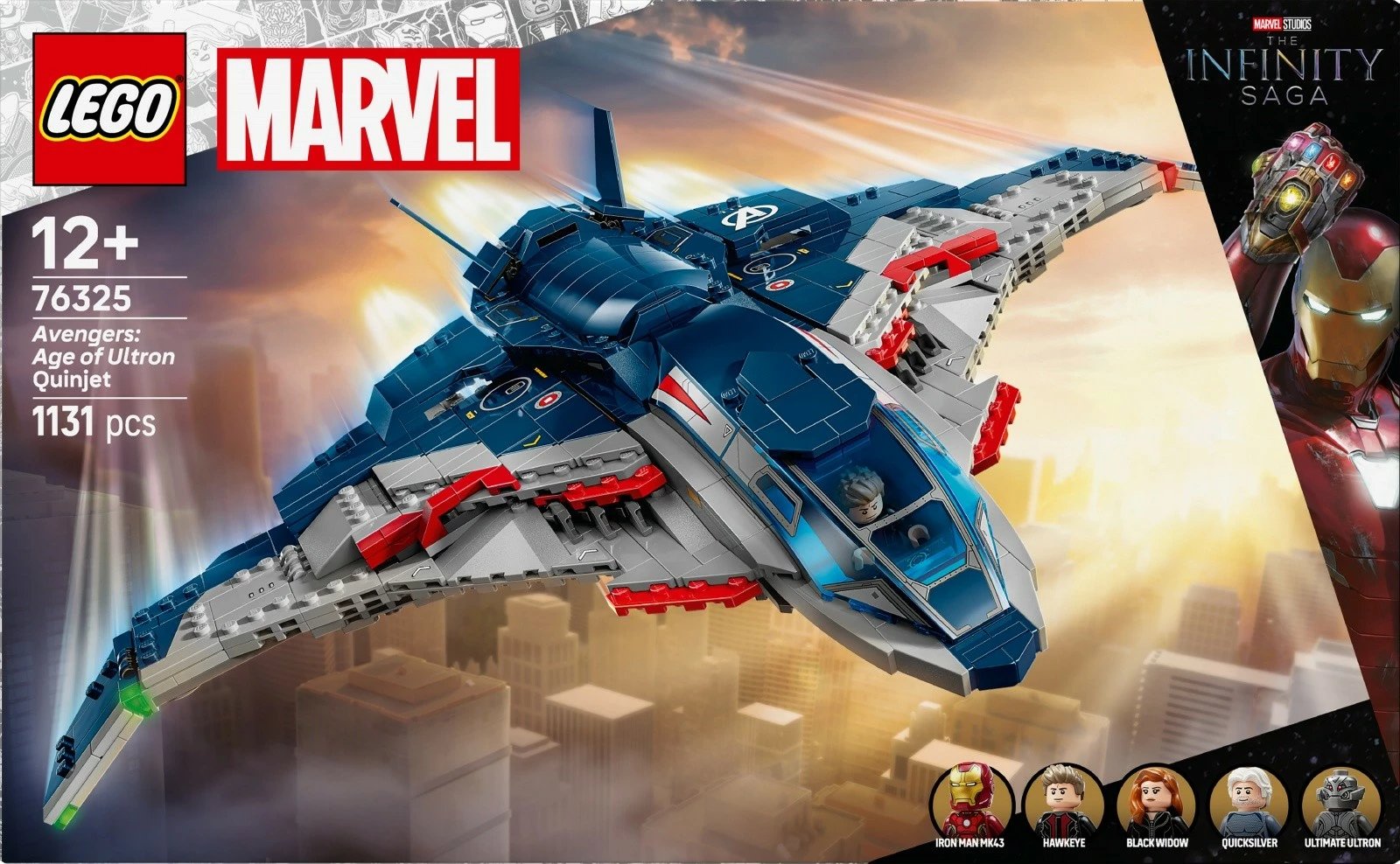 Set LEGO Marvel Super Heroes Quinjet 76325, 1131 pjesë, me 5 minifigura