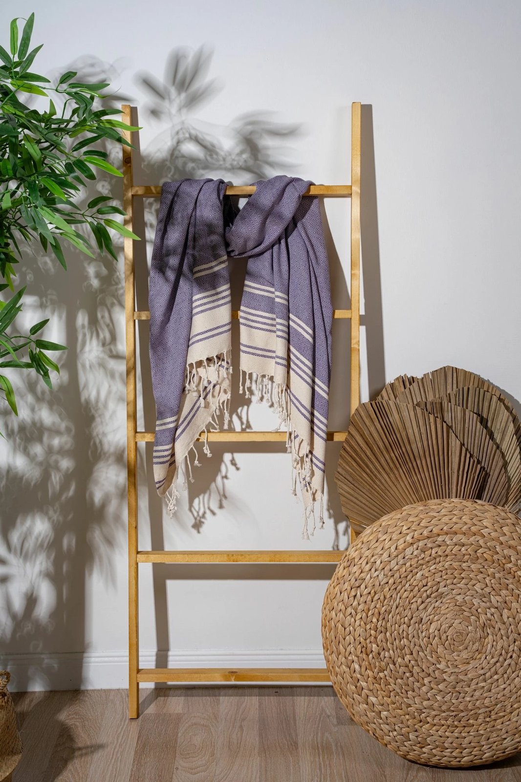 Peshqir plazhi Fouta, ngjyrë vjollcë e errët, New Diamond, Mijölnir, 90x170cm