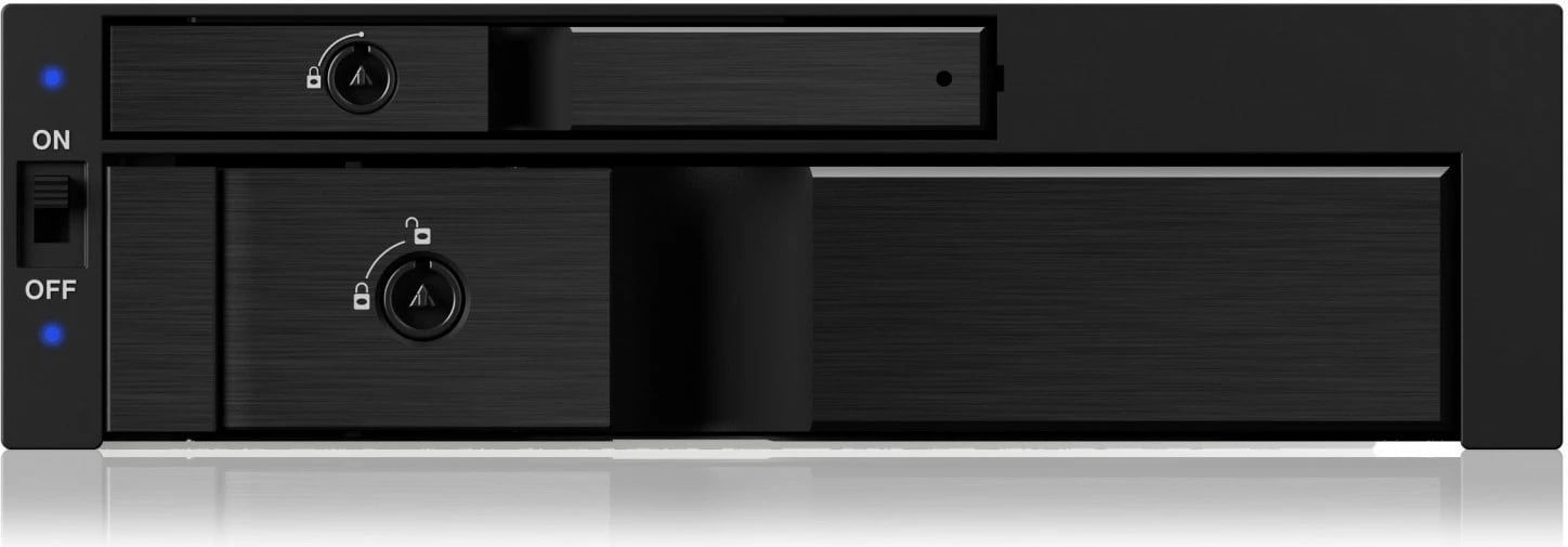 Kasë IcyBox IB-173SSK për 1x 2.5" + 1x 3.5" HDD/SSD, për hapësirë 5.25", e zezë