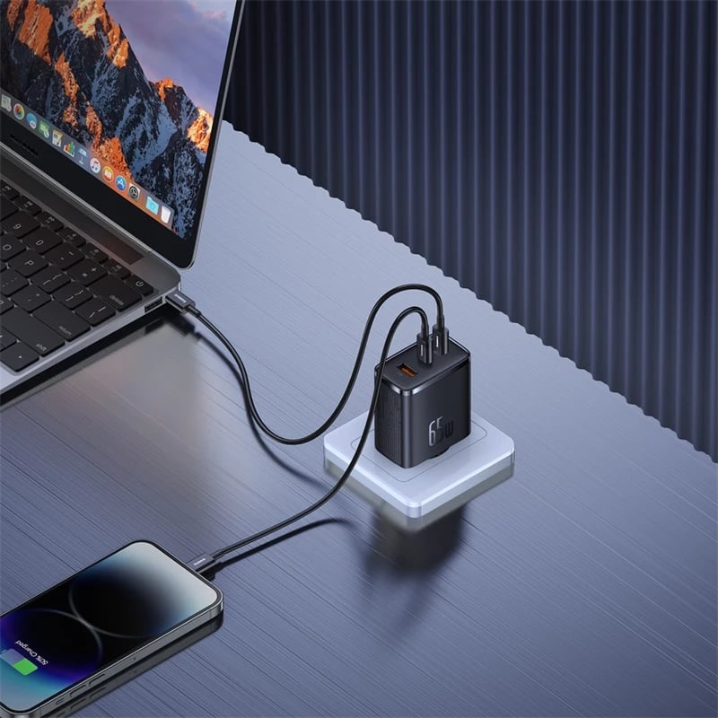 Karikues muri Baseus Cube Pro, 65W, 2x USB-C, USB-A, i zi