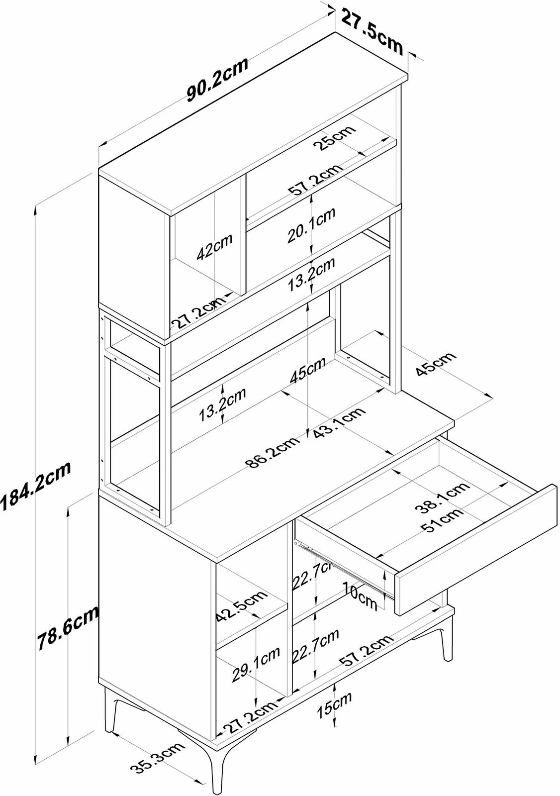 Dollap shumëfunksional Skye Decor, JE197 - 3806, ngjyrë arre dhe e bardhë