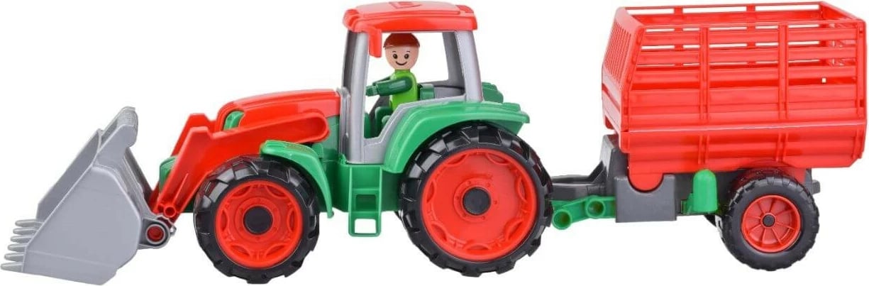 Traktor lodër Lena Truxx me rimorkio bari, plastikë, i kuq