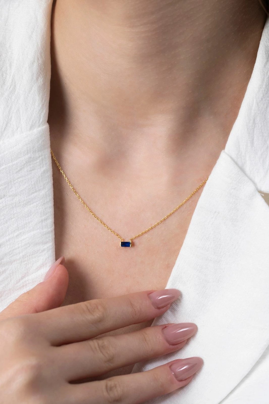 Qafore argjendi me gurë navy blue, Elika Silver, TFNY65236