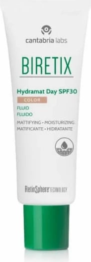 Fluid për fytyrë me ngjyrë Cantabria Labs Biretix Hydramat Day SPF30 unisex 50ml