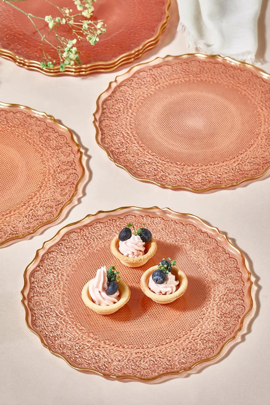 Set pjatash për ëmbëlsira, 6 copë, Hermia, ngjyrë trëndafili, Goblen