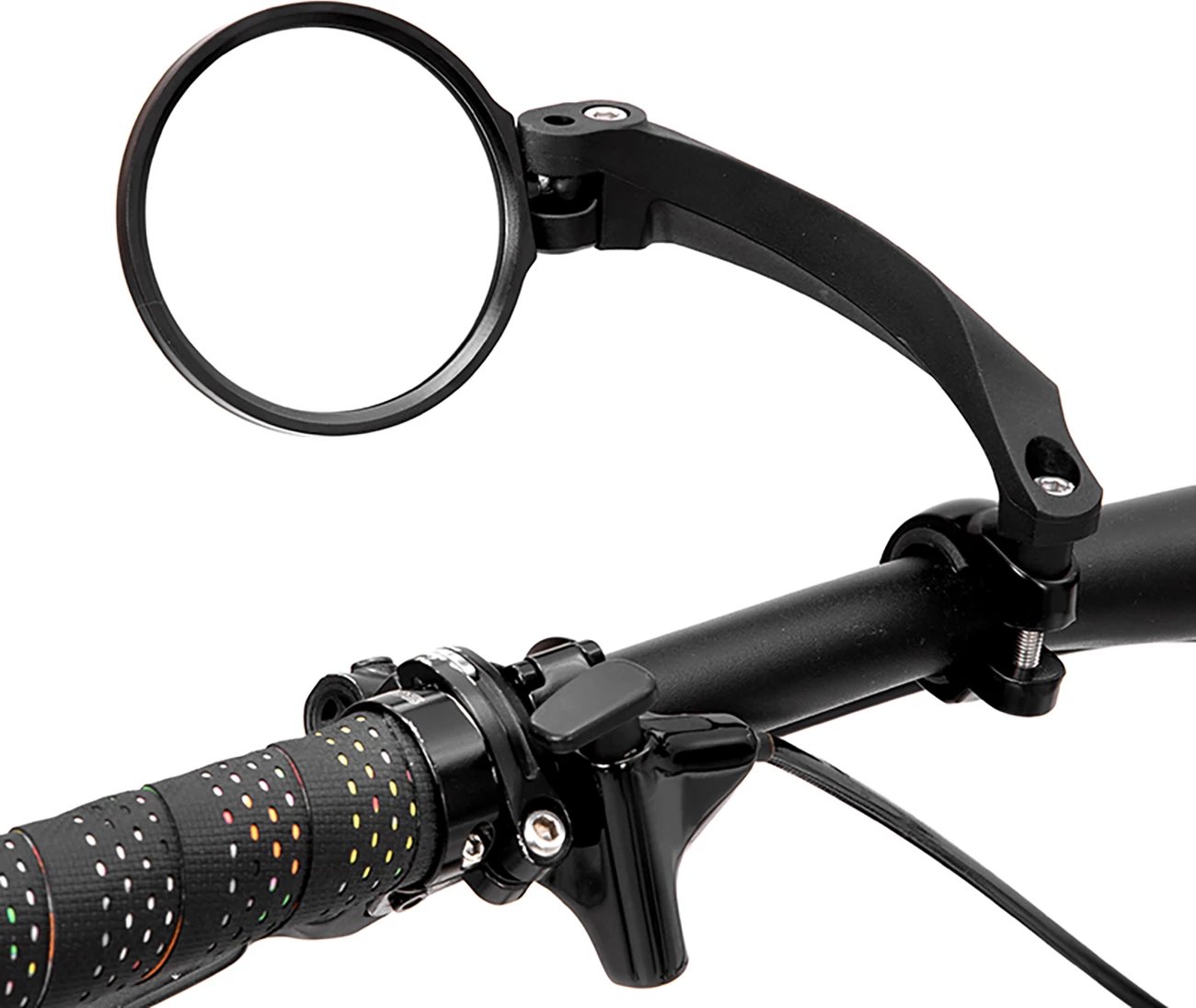 Pasqyrë retrovizore biçiklete e majtë, Wozinsky WLR-01I, përshtatje timoni 20-24 mm, rrotullim 360°, xham 75x75 mm, e zezë