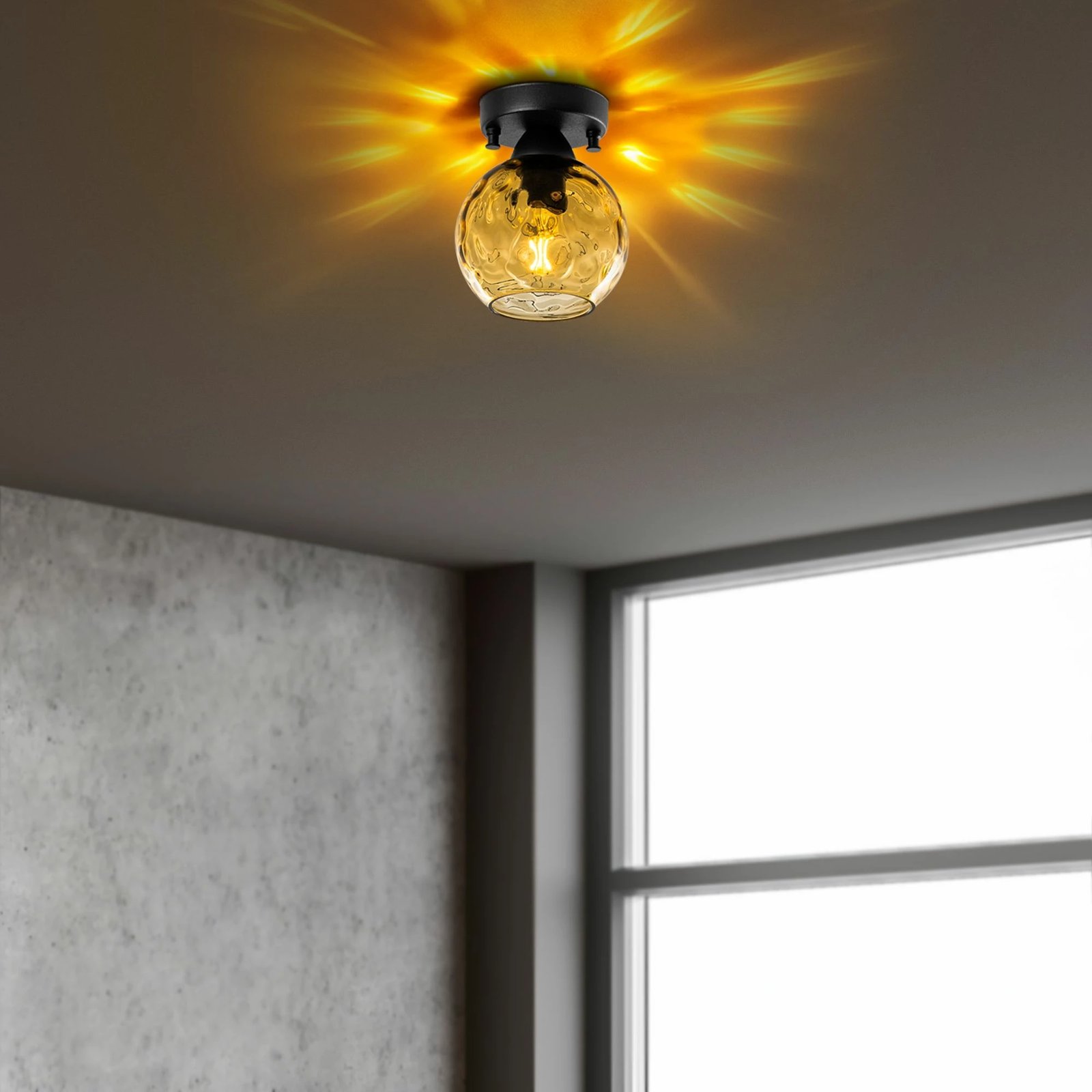 Llambë tavani Opviq Benek, e verdhë dhe e zezë, 15x15x18cm