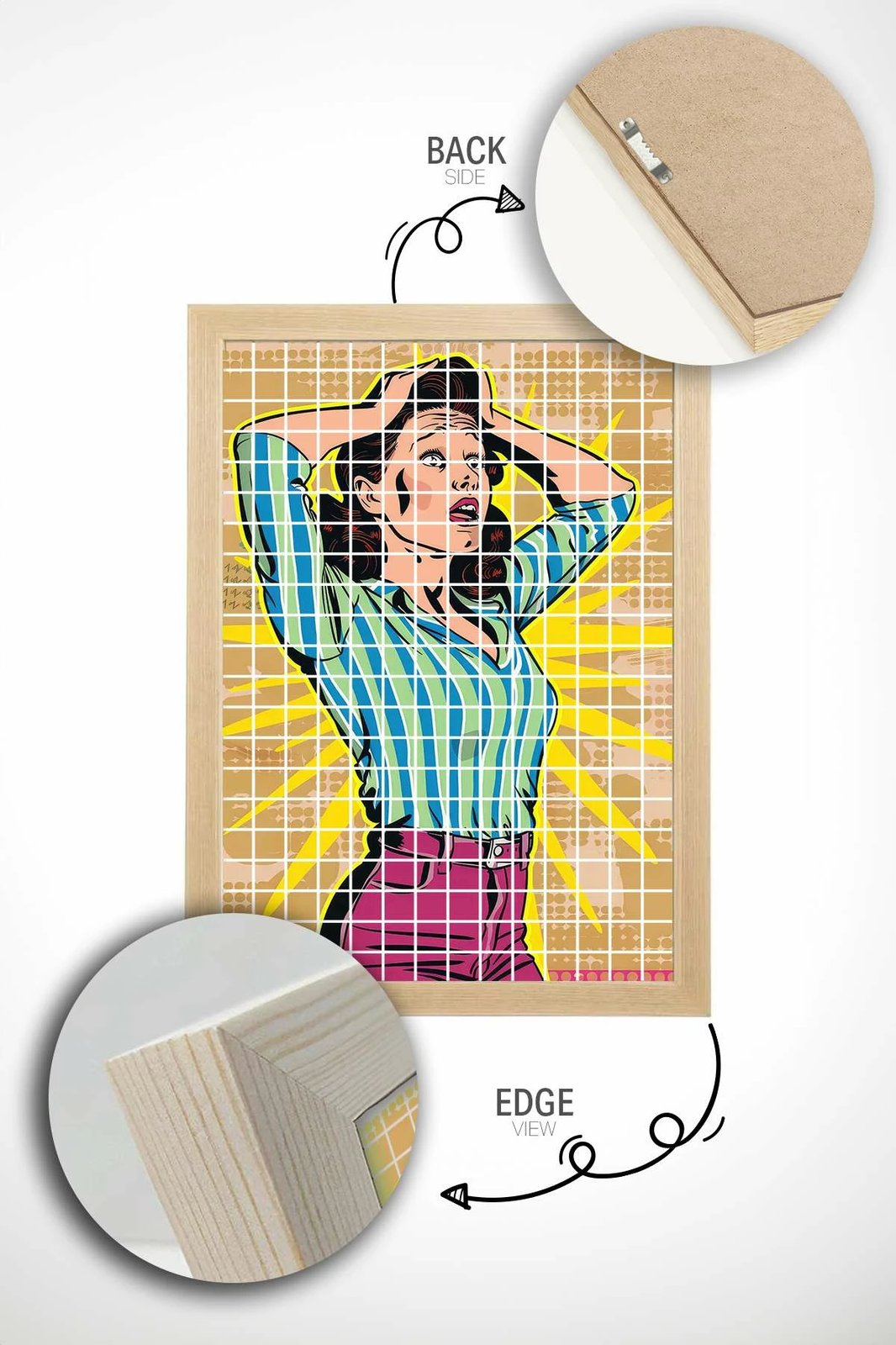 Pikturë dekorative me kornizë, Popkare14, shumëngjyrëshe, Wallity, 33x48cm