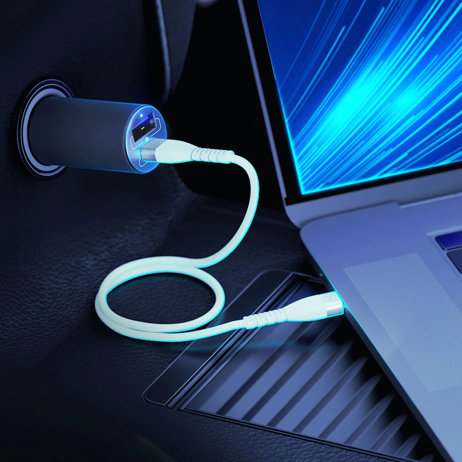 Karikues veture 3mk Hyper Car Charger 100W, 2 porta USB-A/USB-C, i zi