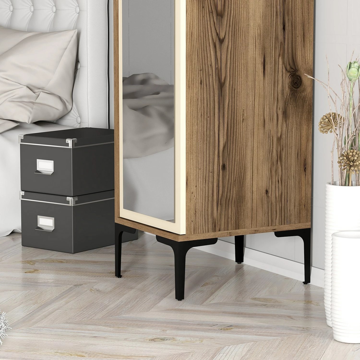 Dollap Skye Decor, ngjyrë arre, krem, Kumsal R