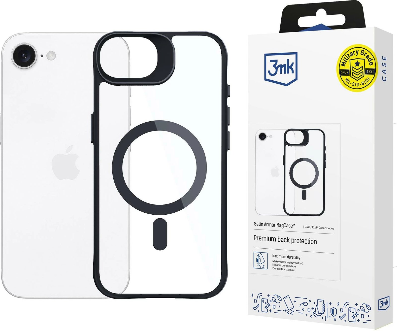 Mbështjellës 3mk Satin Armor MagCase për iPhone 16e/SE 4, Transparent