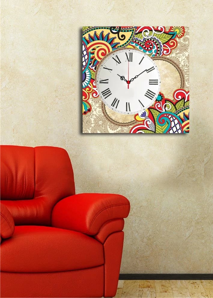 Orë muri dekorative prej kanavace, shumëngjyrëshe, Wallity 4545CS-44, 45x45cm