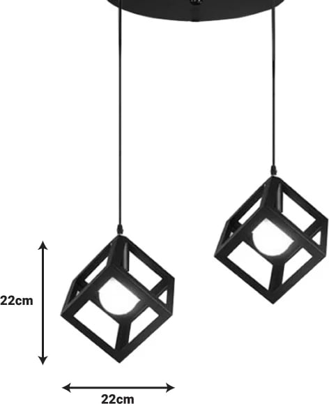 Llambë tavani dy-dritëshe Kibe II metalike e zezë 48x28cm Llambë tavani dy-dritëshe Kibe II metalike e zezë 48x28cm
