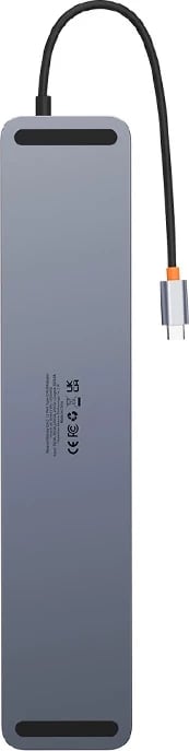Kasë Baseus EliteJoy Gen2 12në1, USB-C, 2xHDMI, 3xUSB 3.0, PD, DP, SD/TF, RJ45, Type-C, 3.5mm, Gri e errët