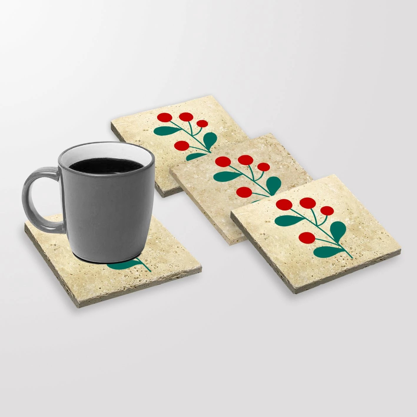 Set nënshkallash prej guri natyral, shumëngjyrëshe, Hermia, TBA27581, 4 copë