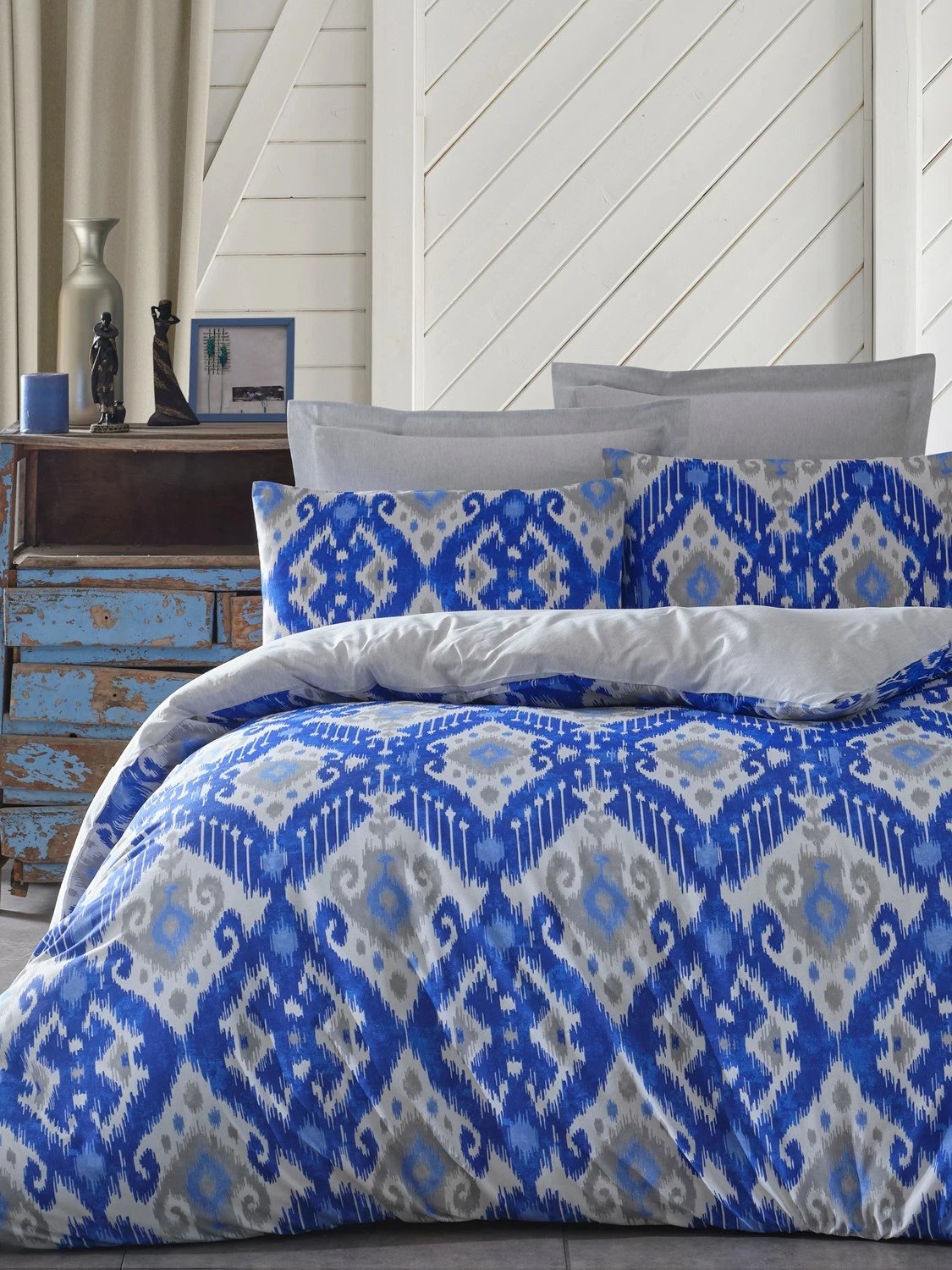 Set mbulesë për jorgan dopio, Stella, ngjyrë kaltër