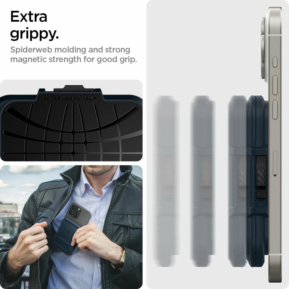 Mbështjellës Spigen Lock Fit MagSafe për kartela, Blu e errët