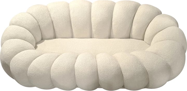 Divan Embrace, stof boucle, ngjyrë bezhë, 180x105x65cm