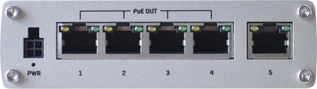 Switch industrial TELTONIKA TSW100, 5xGigabit, 4xPoE+, Desktop/Rack, Argjend