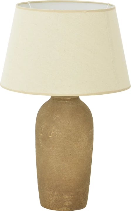 Llambë tavoline Barout, qeramikë, ngjyrë gri antike, abazhur bezhë, D40x62cm