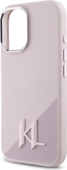 Mbështjellës Karl Lagerfeld Silicone Shadow Metal Initial MagSafe për iPhone 16, Rozë