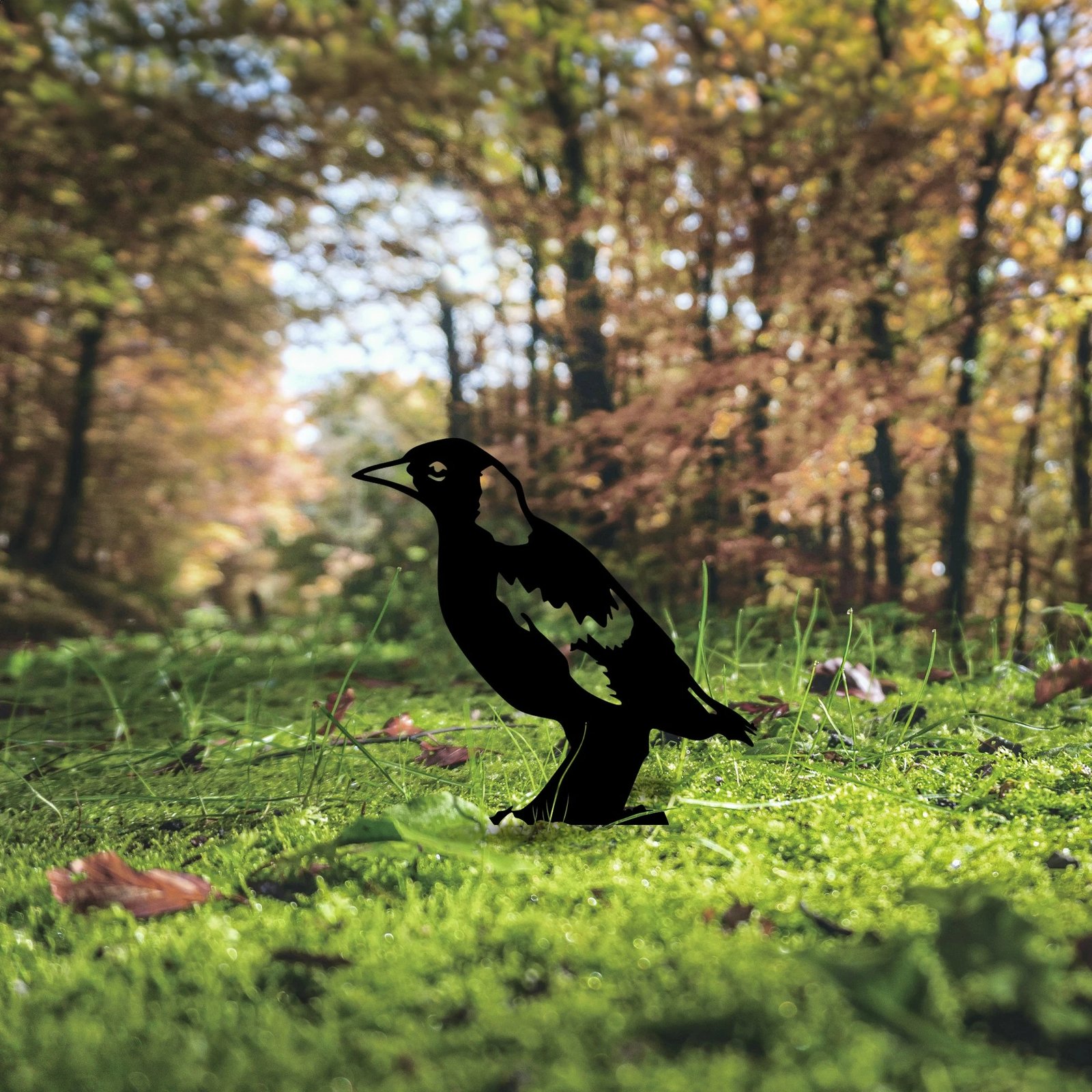 Objekt dekorativ për kopsht, Aberto Design, zog, ngjyrë e zezë, 37x23cm