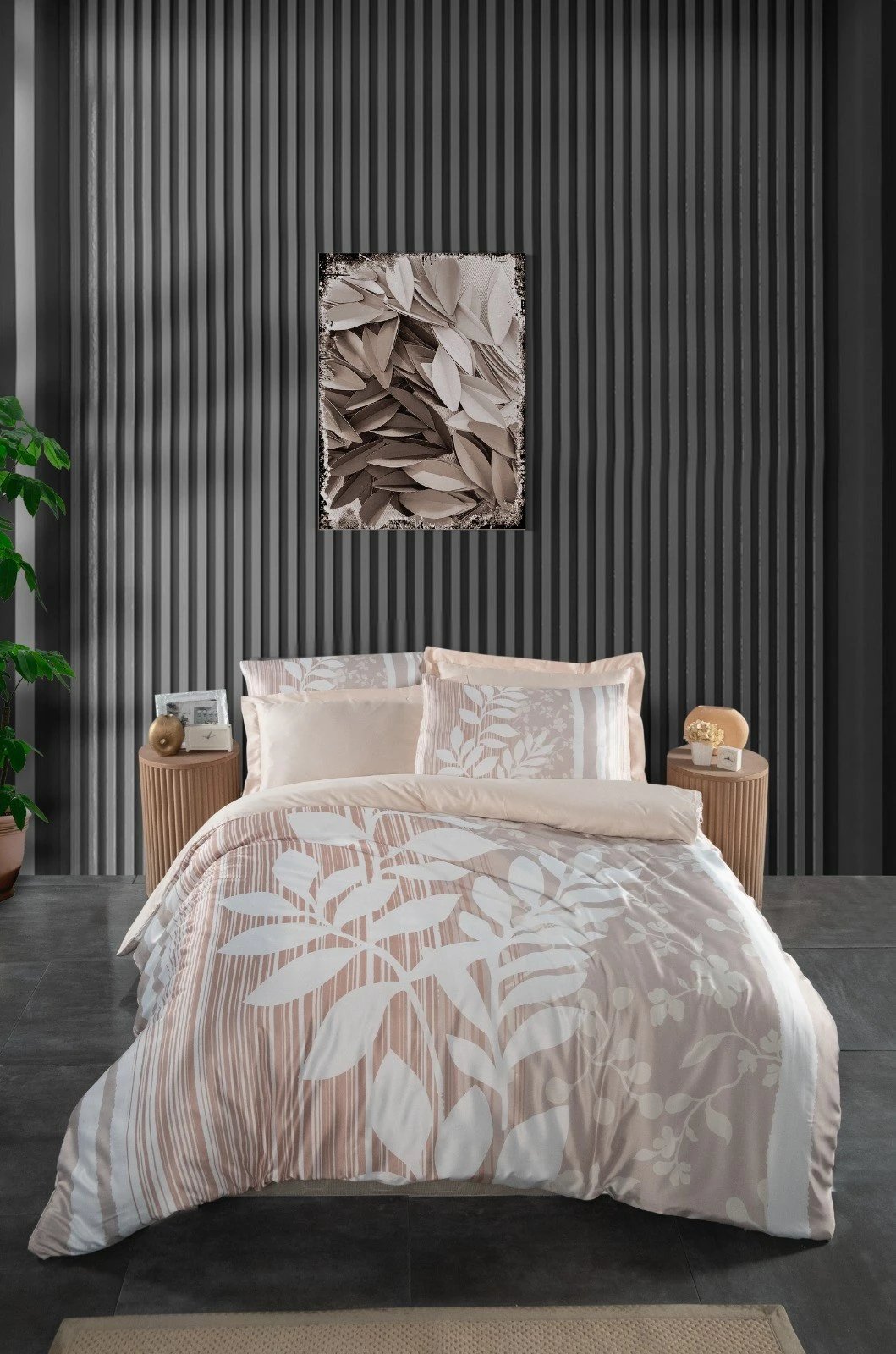 Set mbulesë jorgani King, L'essentiel, krem dhe e bardhë, 240x220cm, 2 jastëkë 50x80cm