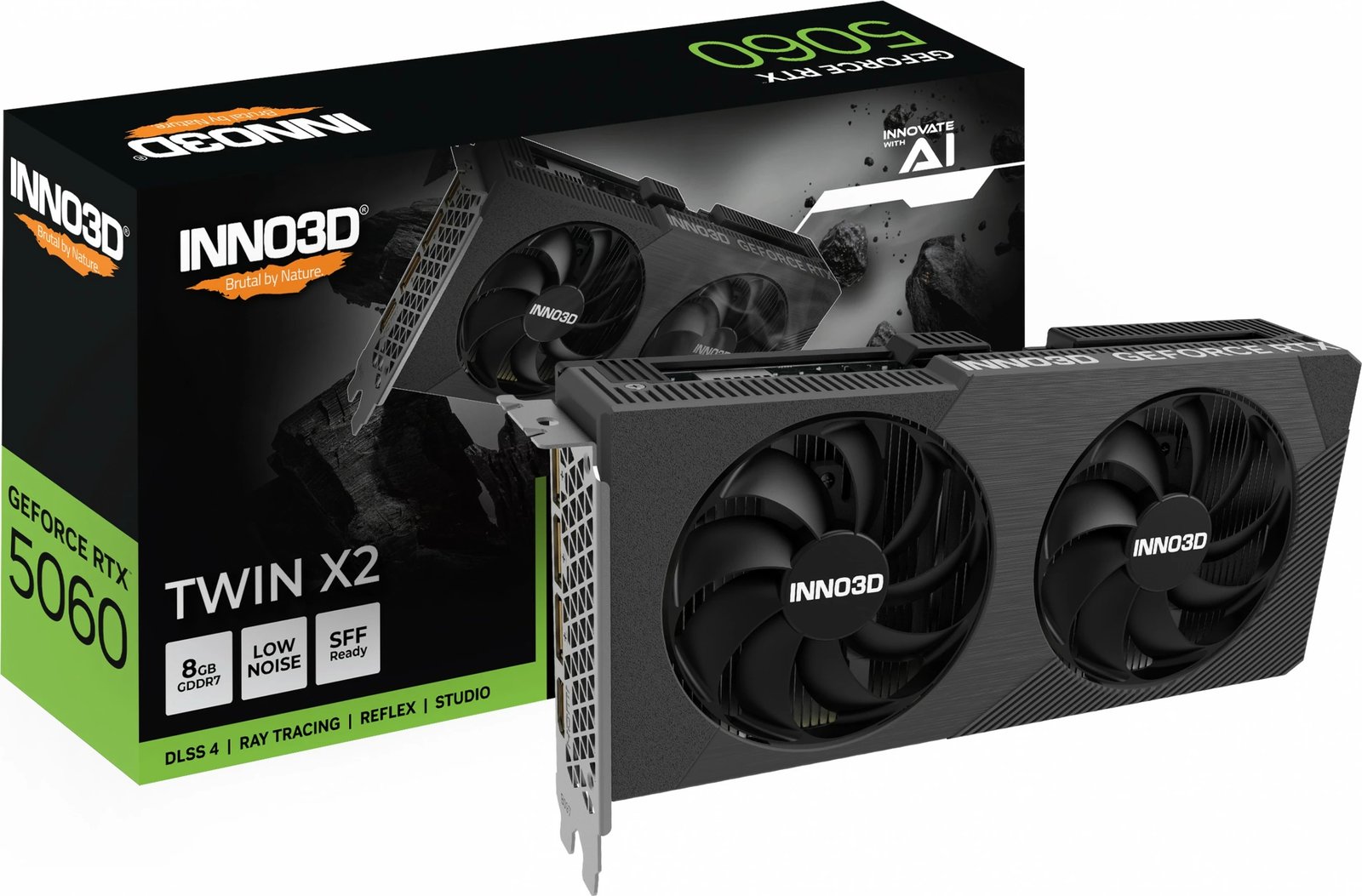 Kartelë grafike Inno3D RTX5060 Twin X2 8GB GDDR7, e zezë