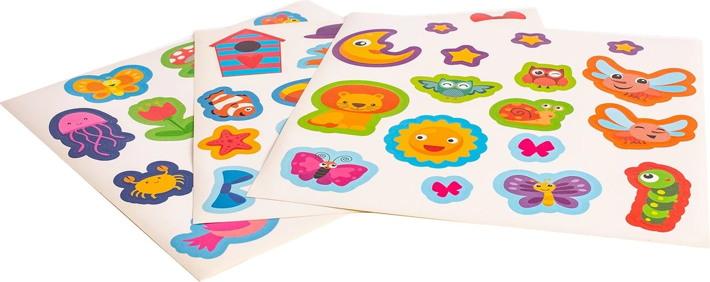 Set kreativ me ngjitëse kafshësh ASKATO 113746, 12 kartona, shumëngjyrëshe