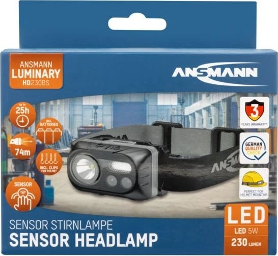 Dritë koke ANSMANN HD230BS, COB LED, e zezë