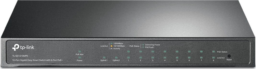 Switch, TP-LINK TL-SG1210MPE, 10 porta Gigabit PoE+ Easy Smart, e zezë