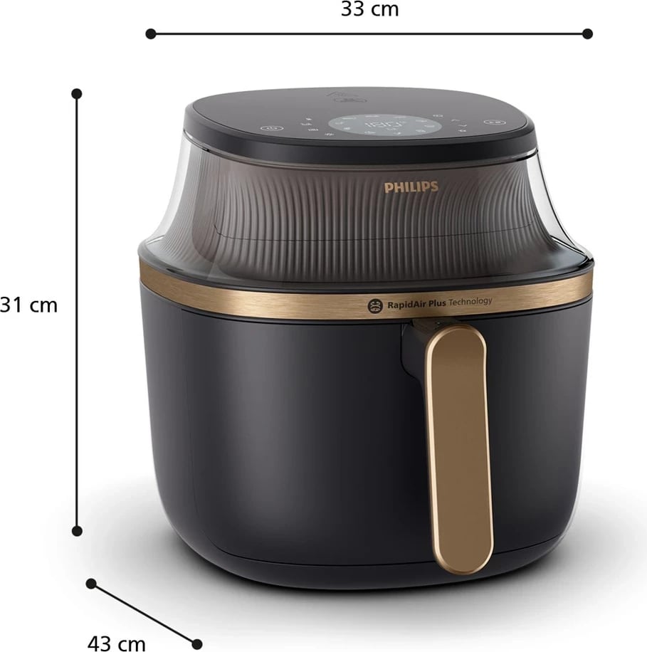 Fritezë me ajër të nxehtë Philips 3000 series NA332/00, 6.2 L, 1700 W, E zezë